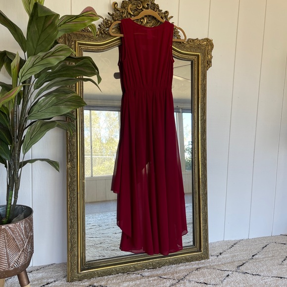 Burgundy High Low Dress - Picture 2 of 2